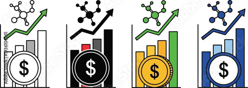 Financial growth and chemical compounds infographic elements