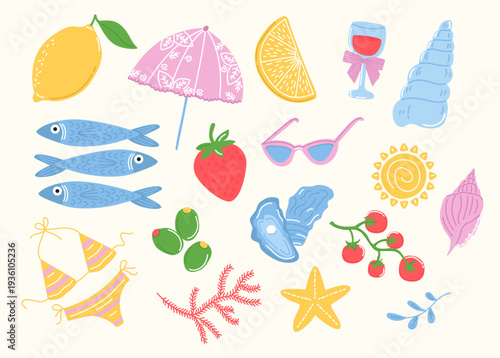 Summer Icons Set Doodle