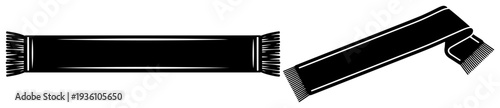 Set of black and white vector soccer fan scarfs for sports design