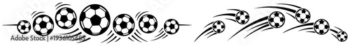 Set of vector soccer balls in motion with speed lines