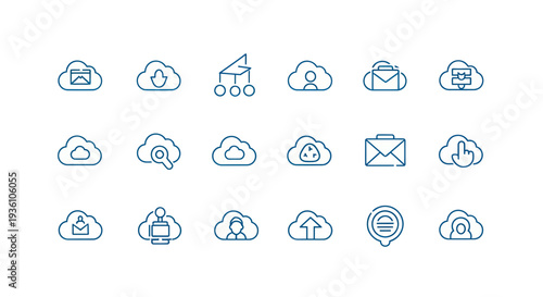 Cloud computing icons in blue