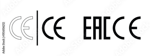 CE icon conformity mark and safety standards, safety and environmental protection of the EU, EACCE product standards vector can be edited isolated on a white background eps 10