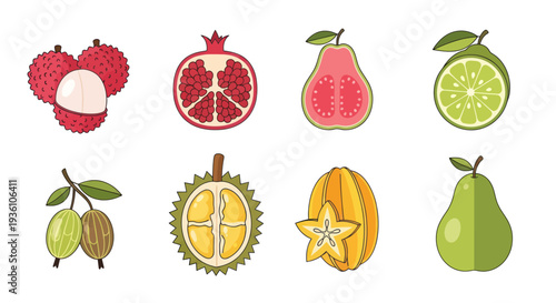 Colorful assortment of fresh tropical fruits