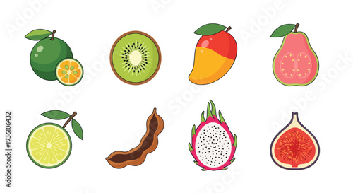 Colorful assortment of fresh tropical fruits