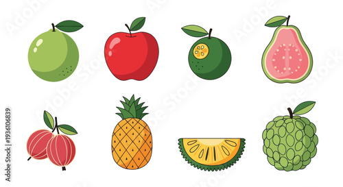 Colorful fruit assortment isolated on white