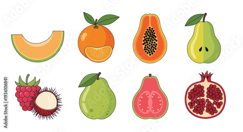 Colorful fruit assortment isolated on white