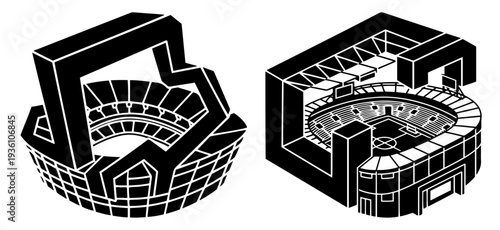 Isometric stadium architectural structure designs