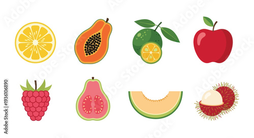 Colorful fruit assortment isolated on white