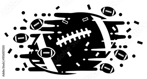 Abstract american football themed background with flying balls and motion