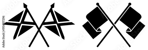 Crossed flag icons for sports fans and match day decoration