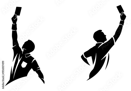 Referee silhouette showing a red card during a match