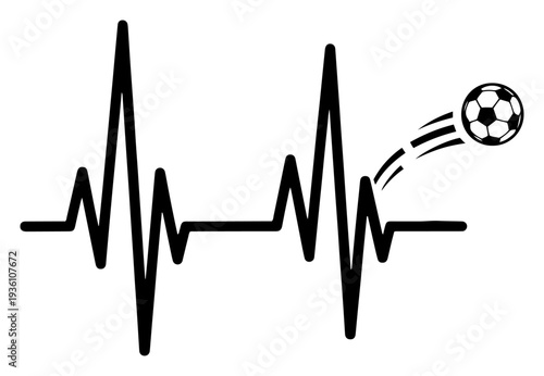 Heartbeat line rhythm combined with a soccer ball icon