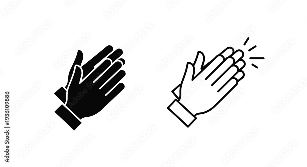 Fototapeta premium Two hands clapping in a minimalist graphic style silhouette