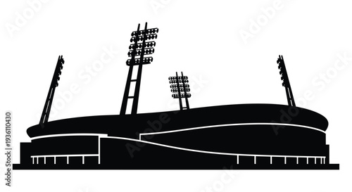 Stadium architecture against a bright sky a striking black silhouette