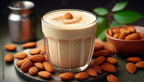 delicious almond milk latte vegan alternative generative ai