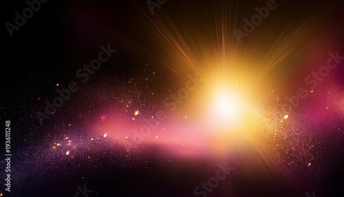 color light overlay defocused yellow pink radiance soft texture on dark black abstract empty space background light in the galaxy with gradient colors on black background