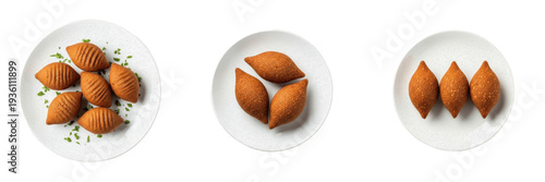 Bild auf Leinwand set of Traditional Middle Eastern Kibbeh Fried Bulgur and Meat Croquettes Food T
