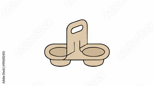 Beige Colored Plastic Two Compartment Caddy with Handle and Suction Cups for Holding Items Isolated on White Background