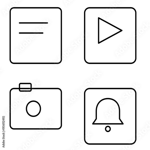 Mobile & Social Media App Icons – Chat, Video, Camera, Notification