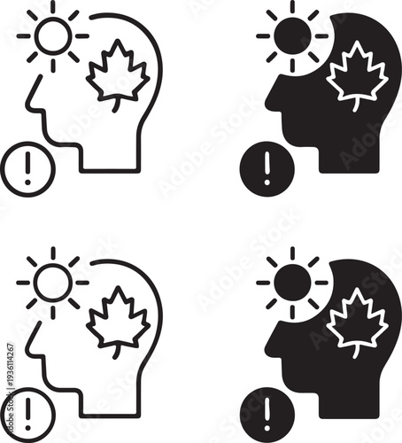 Isolated Seasonal Change Awareness Icon Design, Seasonal Change Awareness campaign, Seasonal Change Awareness concept, summer transition vector solid black line on white background