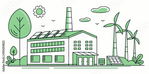 Sustainable industrial complex integrating renewable energy sources for eco-friendly production