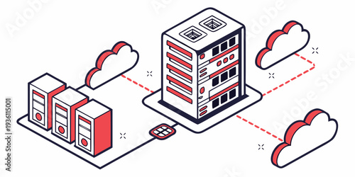 Modern smart building connected to cloud services and data centers