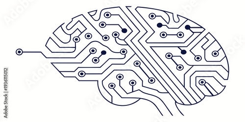 A creative illustration of a brain transformed into an intricate circuit board design