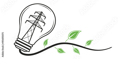 Innovative fusion of renewable energy and sustainable growth depicted by a light bulb and plant.
