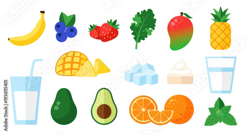 Fresh fruit and ingredients illustration