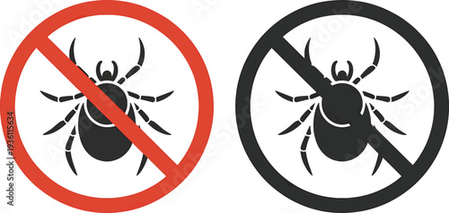 No ticks signs with red and black circles and lines