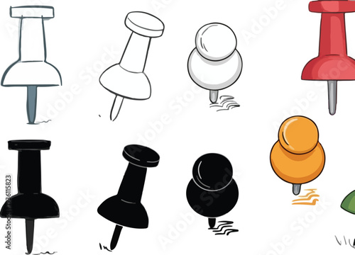 set of push pins vector