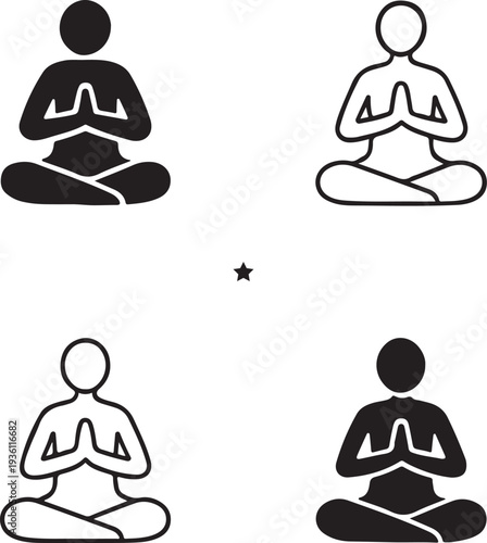 Isolated Yoga Day Social Media Icon, Yoga Day Social Media banner, Yoga Day Social Media awareness, online promotion vector solid black line on white background