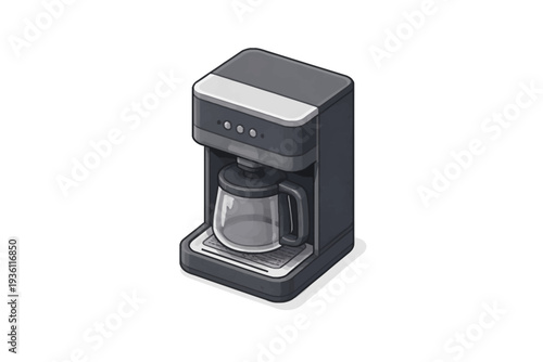 Modern automatic coffee maker with glass carafe and sleek design, perfect for home kitchen or office breakroom, brewing fresh hot beverages for daily enjoyment and convenience