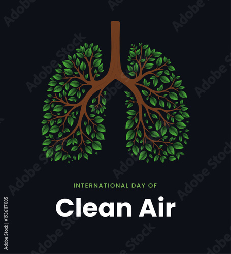 International Day of Clean Air, vector illustration, Social media post, Content, global warming, climate change, awareness, Infographics, creative vector, renewable energy concept