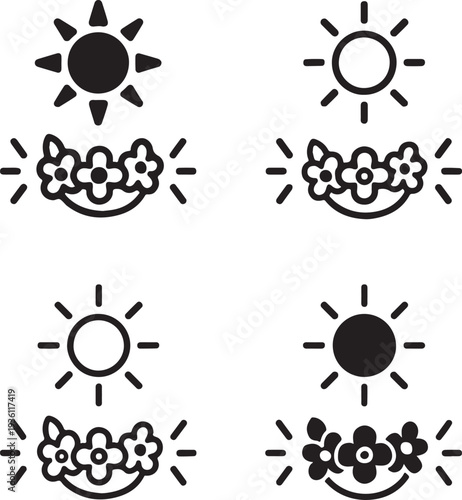 Isolated Summer Solstice Celebration Icon Design, Summer Solstice Celebration event, Summer Solstice Celebration festival, longest day vector solid black line on white background