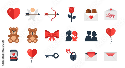 Valentines day icons love romance and design