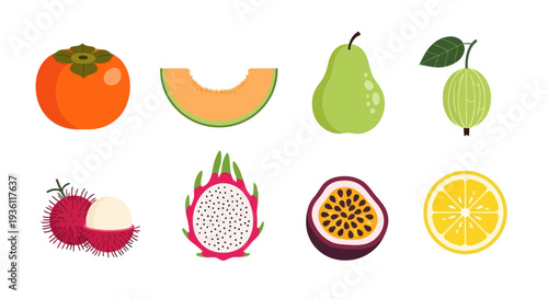 Variety of colorful fresh fruits isolated