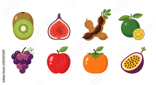 Variety of fresh fruits isolated on white