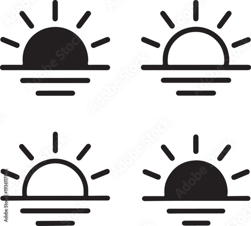 Isolated Solstice Sunrise Illustration Graphic Icon, Solstice Sunrise illustration, Solstice Sunrise celebration, solar morning vector solid black line on white background