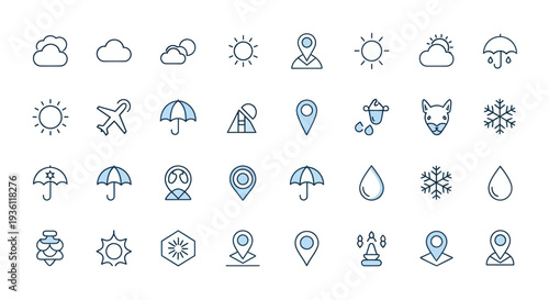 Weather icons set on white background
