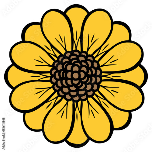 Bright Yellow Flower Head With Brown Center