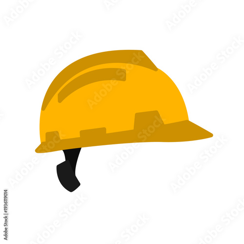 safety helmet yellow flat icon illustration