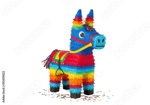A colorful piñata in the shape of a donkey for celebrations and festivities