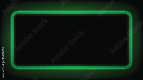 Modern green neon light frame on black background