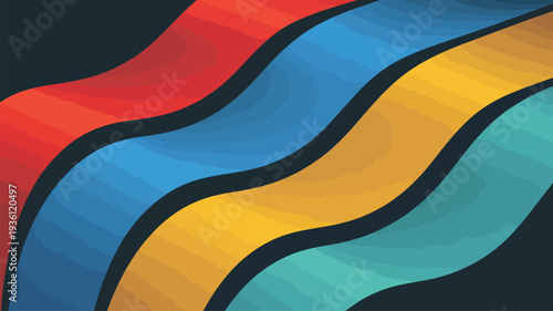 Vibrant wavy lines in red, blue, yellow, and green hues
