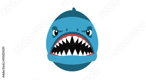 Cartoon Shark Face Illustration.