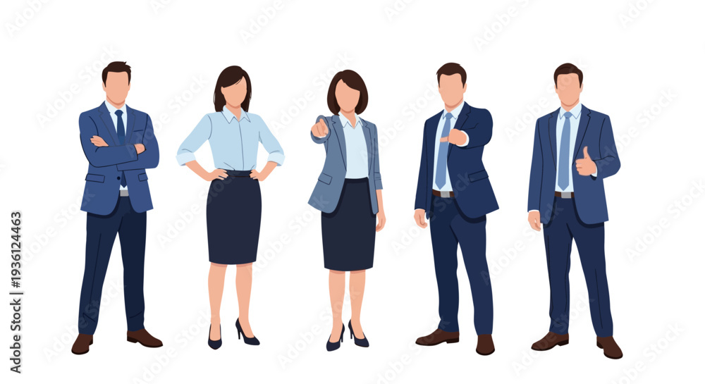 Obraz premium Business team in formal attire giving thumbs up.