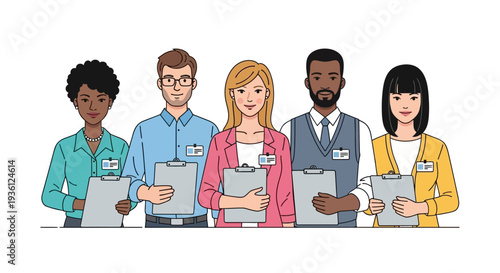 Diverse Business Team with Clipboards.