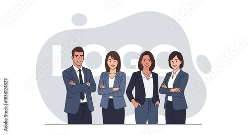 Business team standing together confident professionals.