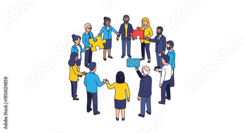 Diverse group of people networking together.
